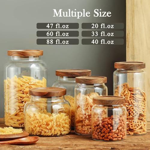 Labina Glass Jar with Wood Lid, Airtight Kitchen Storage Canister