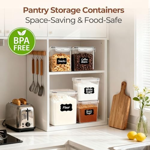 ComSaf Airtight Flour and Sugar Container 2.6Qt & 5.5Qt 3Pack, Wide Mouth