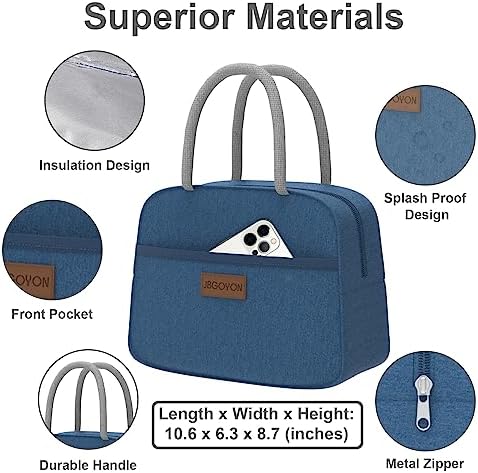 JBGOYON Leakproof Bento Box & Insulated Lunch Bag Set, 4-Piece, Blue