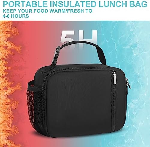 esouler Lunch Box Kids Insulated Lunch Bag for Boys & Girls Durable Children Lunchbox for School with Water Bottle Holder-Black