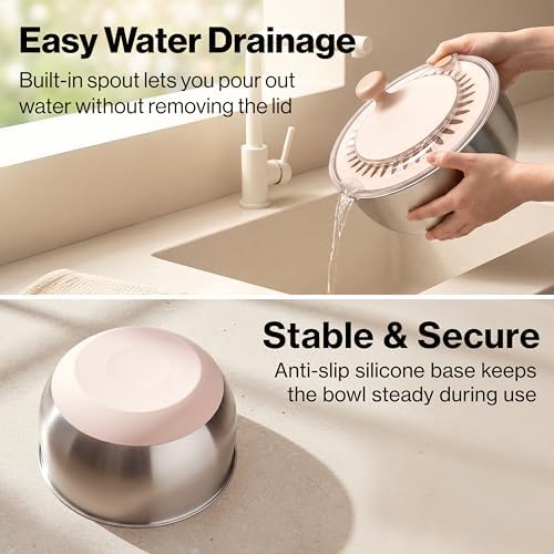 EDELHAUS Salad Spinner Stainless Steel - Lettuce Fruit Vegetable Washer