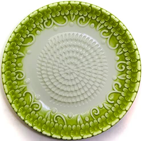 BonCera, Premium Ceramic Garlic Grater Plate Set - Green Embossed