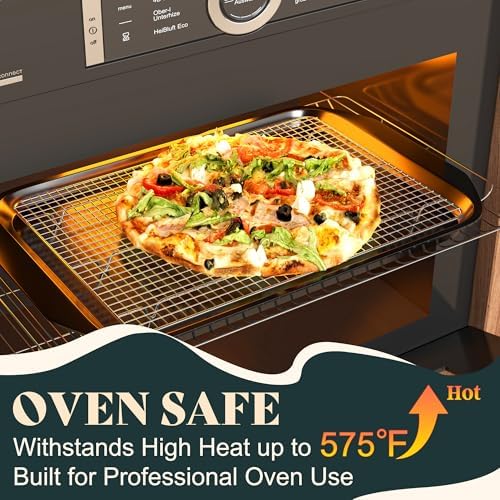 Cooling Racks for Cooking and Baking - 11.5"x16.5" Oven Safe Premium Stainless Steel Heavy Duty Baking Rack Tight-Wire, Fits Half Sheet Pan for Roasting & Grilling & Cooking - Set of 2
