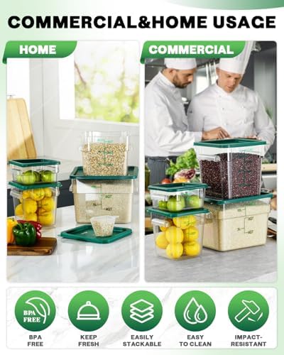 8QT Clear Food Storage Containers: 4 PCS[Food Grade][Hot&Cold Resistant] NSF Food Storage Containers with Lids for Home Restaurant Kitchen Storage Pizza Proof Dough, BPA Free N1