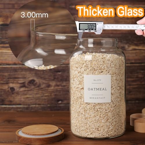 CZSZYGHBAO 2 PCS Large Glass Jar with Airtight Lid, Glass Food Storage Jars for Tea,Spice,Cereal, Egg,Flour,Coffee and More(98 FL OZ/2800 ml)