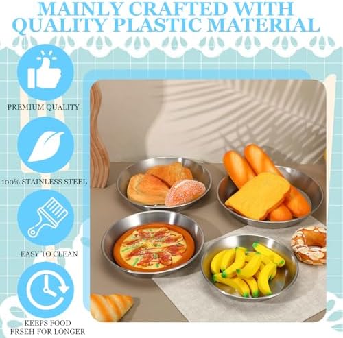 4 Pcs Stainless Steel Pie Pan Set 7.87",8.66",9.45",10.24" Pizza Pan Deep Pie Dish Pie Plate Baking Tray Dishes for Pizza Baking Serving Oven Grill, 4 Sizes