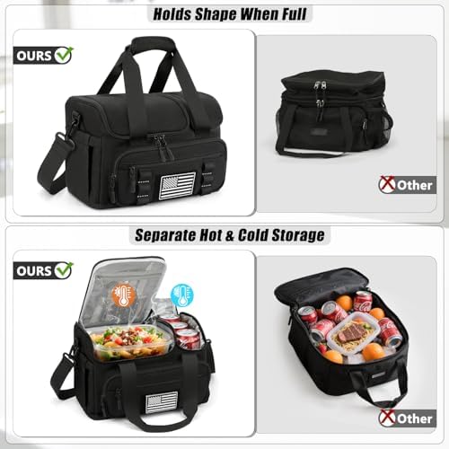 Lunch Box for Men, 15L Insulated Lunch Bag with Hot/Cold Compartment