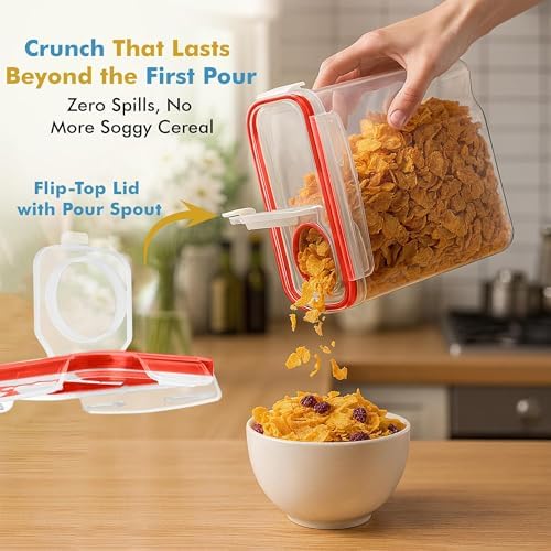 Shazo 2 PC (2.5L / 15.4 Oz) Small Airtight Cereal Containers with Lids