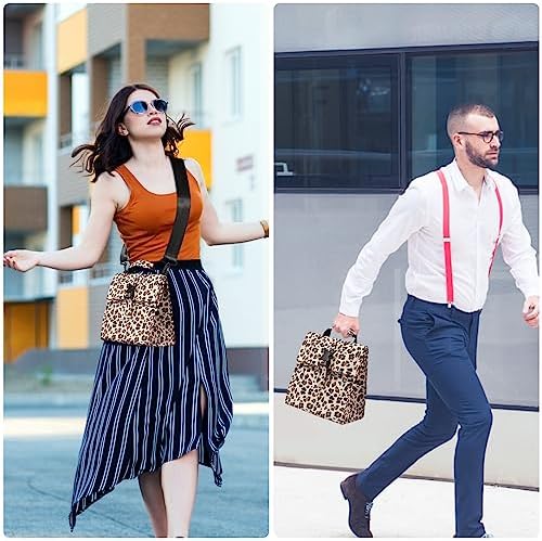 ZM-YOUTOO Insulated Foldable Lunch Bag- Lightweight Portable with Adjustable Shoulder Strap Lunch Box for Men, Women, Office, Work, Picnic, Hiking and Beach (leopard print(Hard Fabric))