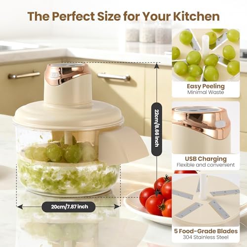 Automatic Electric Peeler Machine for Grapes, Garlic & Cherry Tomatoes - 20s Fast Skin Remover, Rechargeable & Easy to Clean for Home & Commercial Kitchen Use