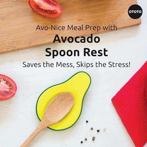 OTOTO Avocado Spoon Rest for Stove Top - Silicone Spoon Rest for Kitchen Counter, for Ladles, Tongs, Spatula Funny Cool Cute Kitchen Gifts Gadgets Accessories