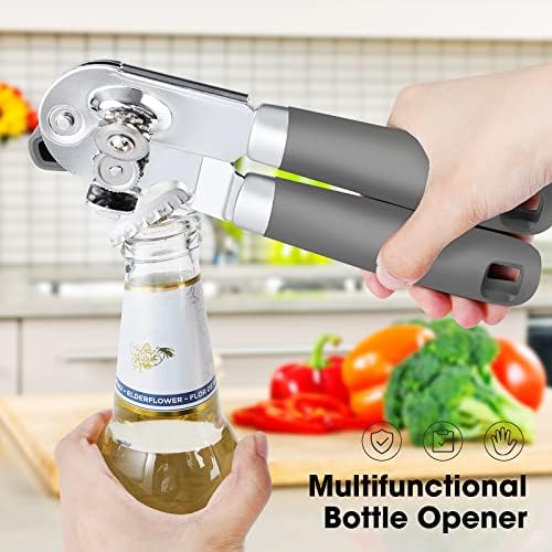 Beneno Heavy Duty Hand Can Opener Manual with Magnet Lid Remover, Gray