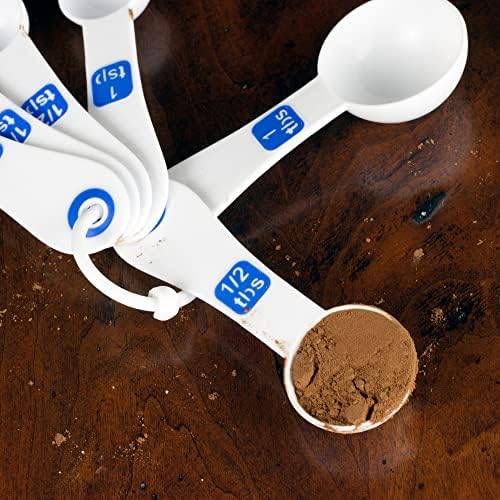 Chef Craft Select Plastic Measuring Spoon Set, 6 piece set, White and Blue