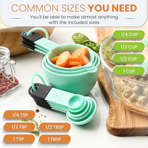 Spring Chef Magnetic Measuring Cups and Spoons Set of 9 - Mint