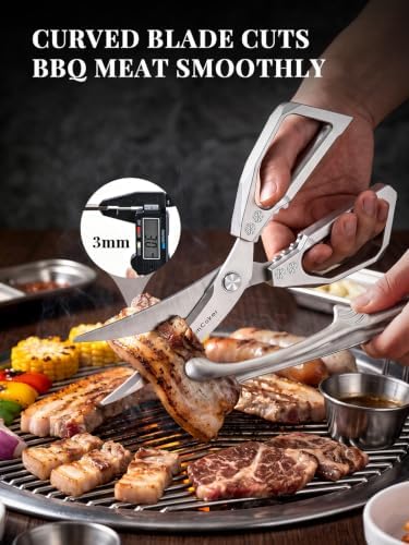 Korean BBQ Scissors Set with Tongs for Table-Side Meat Cutting & Sharing