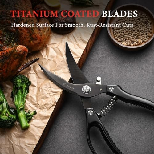 Emojoy All-Metal Kitchen Poultry Shears with Titanium Coated Blades