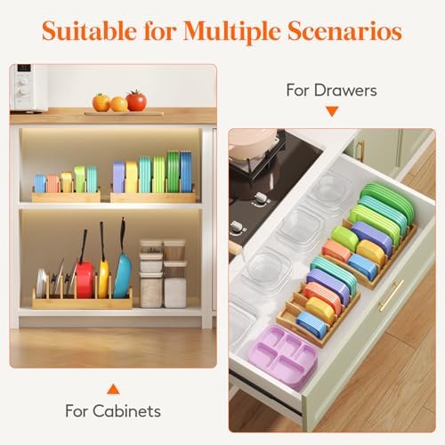 Lifewit Bamboo Lid Organizers for Inside Cabinet with 6 Sections