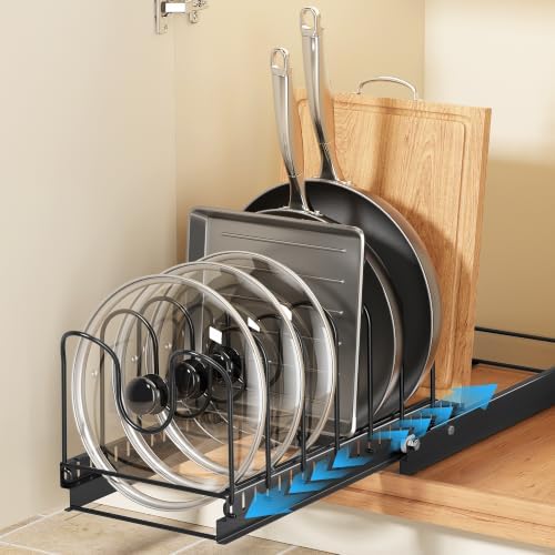 PanPanPal Pull Out Pots and Pans Organizer Under Cabinet, 1 Pack 8 Dividers