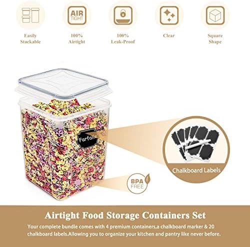 Wildone Flour Storage Containers 5.2L, 4 PCS Food Storage Containers, Gray
