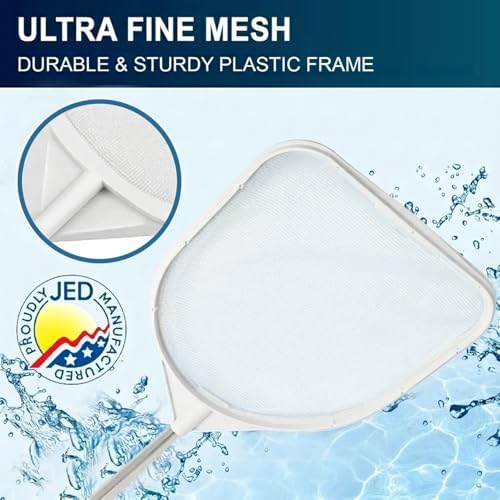 JED Pool Tools 40-376F Hand Skimmer Net for Hot Tubs and Above Ground Pools, Pool Cleaning Supplies, Made in USA (2 ft, White)