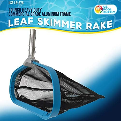 U.S. Pool Supply Pool Skimmer Net - Heavy Duty 19" Pool Net Skimmer Rake