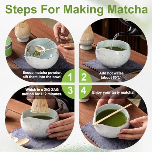 Clay&Fire Matcha Whisk, Handcrafted Bamboo Whisk for Matcha Powder (Light Blue)