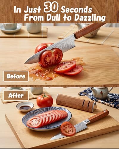 PAUDIN Kitchen Knife Sharpener, Walnut Kitchen Sharpener for Knives