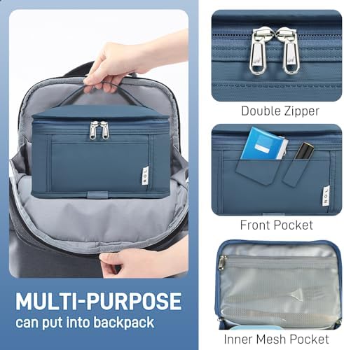 NOL Small Lunch Bag Mini Lunch Box Insulated Lunch Bag for Men/Women Leakproof Cooler Tote Bag Lightweight Nylon Waterproof Lunch Box For Work, Dusty blue