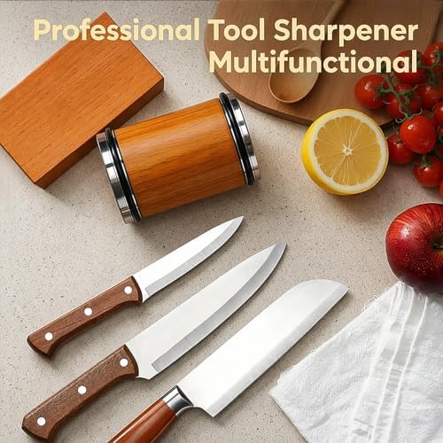 Rolling Knife Sharpener for Ultra Razor Sharp Edges Knife Sharpening Kit, Rolling Knife Sharpener Kit with Diamond and Stainless Steel Disc for Sharpening and Honing, 15°/20°