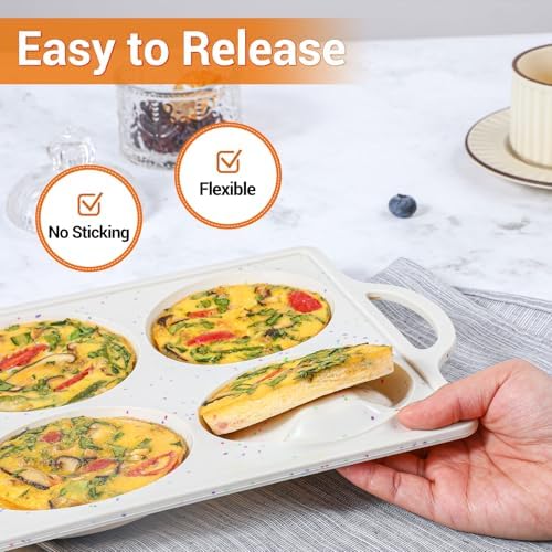 FUNBAKY Muffin Top Pan Non Stick, 4 Inch Metal Frame Silicone Egg Molds for breakfast sandwiches, Whoopie Pies, Egg Bites, English Muffins, 2 Pcs Confetti
