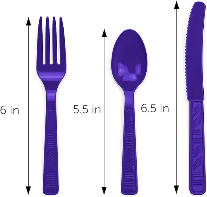 DecorRack Plastic Cutlery Set, Royal Blue Colored Plastic Silverware Sets for Parties, 96 Piece Bulk Heavy Duty Utensils (Royal Blue, 96 Pieces)