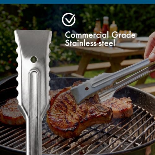 EDLUND Strong Tongs – 16-Inch Heavy-Duty Grill Tongs – Reinforced Stainless Steel Tongs for Grilling, Commercial Gripper Tips, Locking Handle, Made in USA