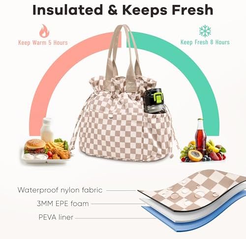 Yarnic Lunch Box Women Insulated Lunch Bag with Water Bottle Holder