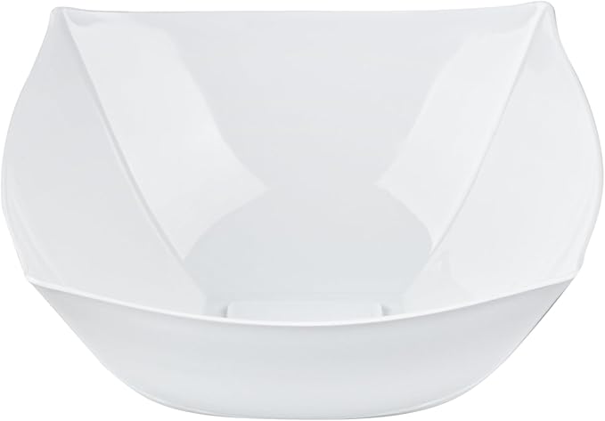 Restaurantware-Moderna 8 Ounce Fancy Plastic Bowls, 10 Square Disposable Salad Bowls - Durable, Heavy-duty, White Plastic Bowl, For Warm And Cold Foods