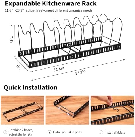 FrutPunch Pots and Pans Organizer,with 10 Adjustable Partitions