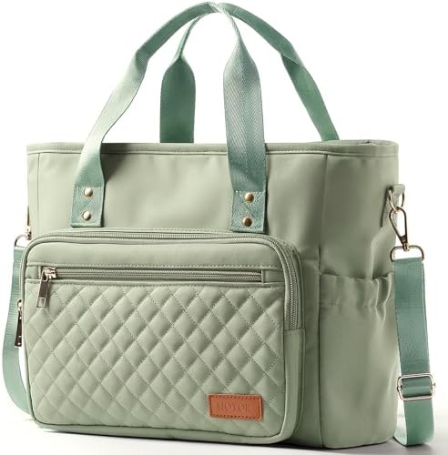 HOTOR Lunch Box Women Insulated Tote Bag Multiple Pockets Green