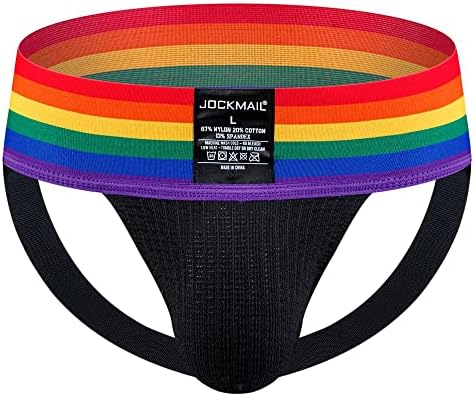 JOCKMAIL Mens Briefs Jockstrap Athletic Supporter Men Jockstrap Rainbow Men Sport Underwear Jockstrap for Gym Sport