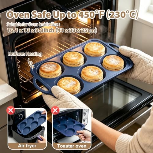 2Pcs Jumbo Silicone Muffin Top Pan 4 In with Frame Nonstick Egg Mold Baking