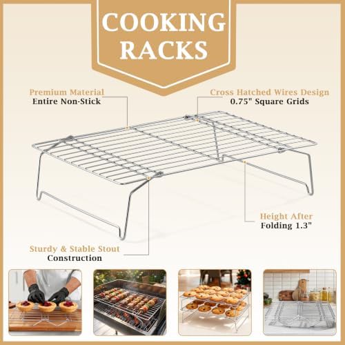 LIANYU Cooling Rack 15"x10", 6-Tier Stackable & Collapsible Cooling Racks