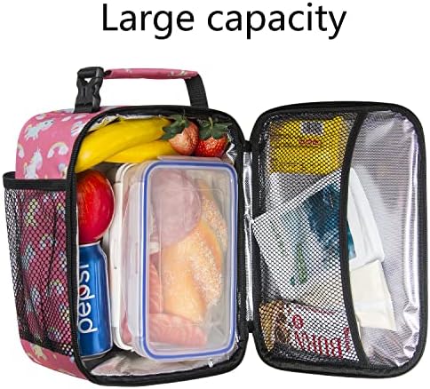 Hap Tim Lunch Box, Insulated Lunch Bags, Soft Mini Cooler Bag for Thermal Meal Tote Kit, Pink Unicorn Rainbow (18654-PKU)