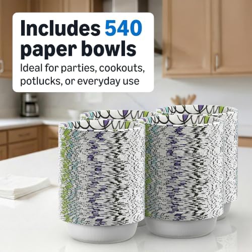 Amazon Basics Ultra Paper Bowls, 20 Oz, Disposable, 540 Count (4 Packs of 135), White (Previously Encore), Packaging May Vary