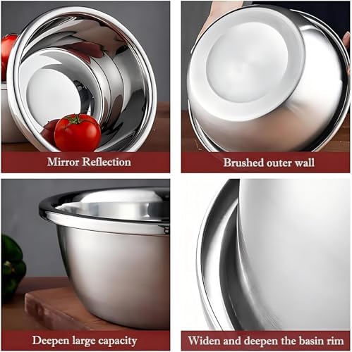 meleg otthon Stainless Steel Mixing Bowl, 23 Quart Salad Bowl, Metal Bowls, Stainless Steel Basin, Heavy Duty Deeper Edge Mirror Finish Dishwasher Safe Bowl