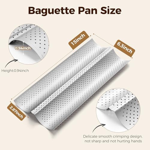 Yupjlia Baguette Bread Pan, Nonstick Perforated French Bread Baking Pan