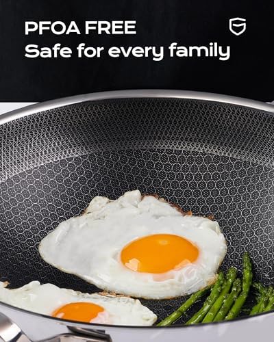 Wok Pan,13 Inch Hybrid Wok with Lid