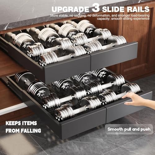 Seinloes Pull Out Cabinet Organizer,4-Side Expandable to Maximize Cabinet Space,Slide Out Drawers with 3 Rail Design,Roll Out Shelf with Raising Pad for Framed Cabinet,13"-21"W x 17"-24"D,Black,4 Pack
