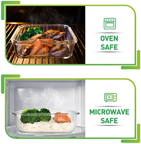 Prep Naturals 5 Pack 36oz Glass Meal Prep Containers - 1 Compartment