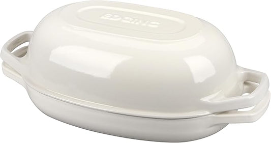 Enameled Cast Iron Oval Dutch Oven Pot with Lid, Dutch Oven for Sourdough Bread Baking, Bread Oven, Bread Dutch Oven, Oval Bread Pan, 5qt, White
