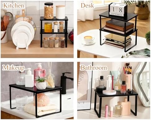 4 Pcs Kitchen Organizer Accessories Set for Cabinet, Black, 11.8 x 7.9''