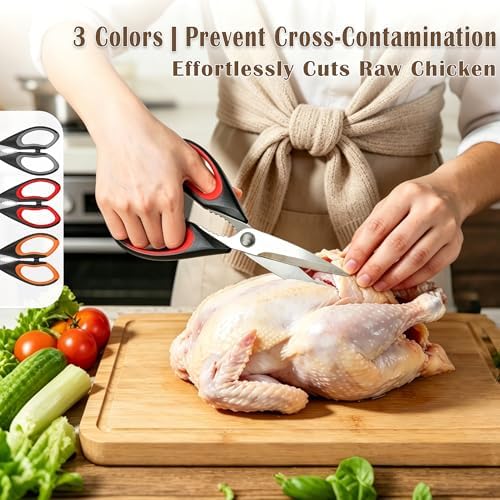 OMDAR 3 Pack Kitchen Scissors - Food Grade Kitchen Shears