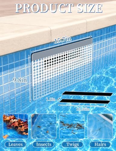 Magnetic Pool Skimmer Guard 15.7"×9.8", Pool Skimmer Screen Saver, Leaf & Debris Catcher, Protects Pool Pump Filter for Inground and Above Ground Pools